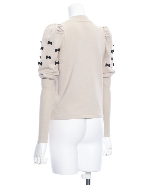 clear(クリア)の「リボン付きパフスリーブニットトップス≪2024SS新作≫(ニット/セーター・レディース・ブラック/オフホワイト/ベージュ・F)」の9枚目の写真