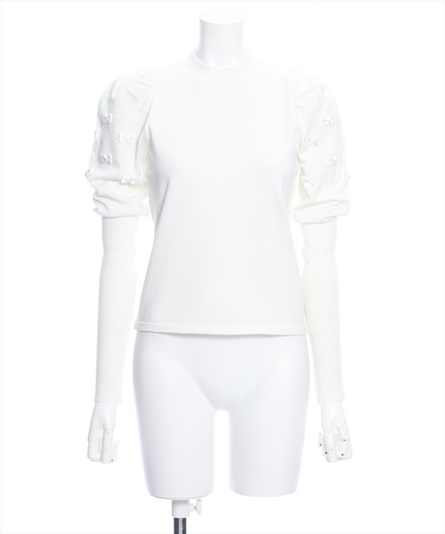 clear(クリア)の「リボン付きパフスリーブニットトップス≪2024SS新作≫(ニット/セーター・レディース・ブラック/オフホワイト/ベージュ・F)」の21枚目の写真