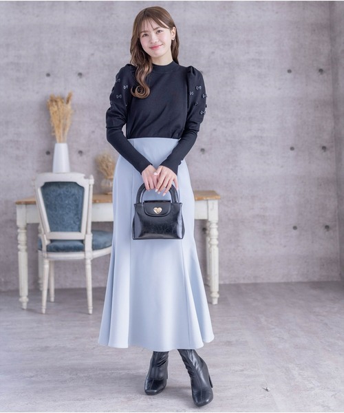 clear(クリア)の「リボン付きパフスリーブニットトップス≪2024SS新作≫(ニット/セーター・レディース・ブラック/オフホワイト/ベージュ・F)」の14枚目の写真