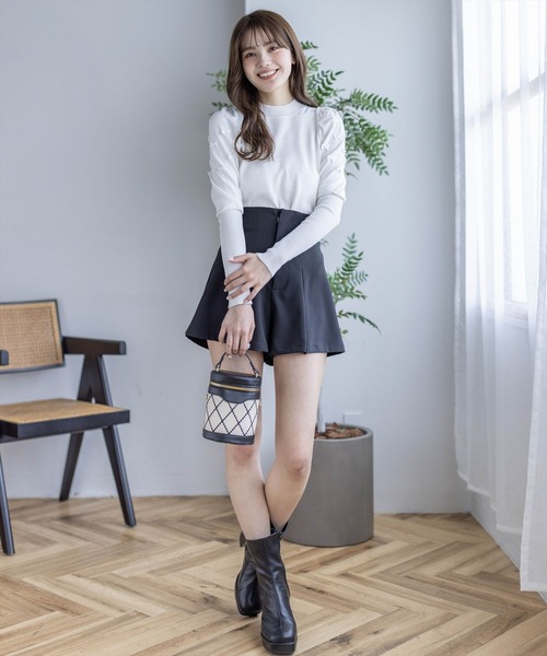 clear(クリア)の「リボン付きパフスリーブニットトップス≪2024SS新作≫(ニット/セーター・レディース・ブラック/オフホワイト/ベージュ・F)」の16枚目の写真