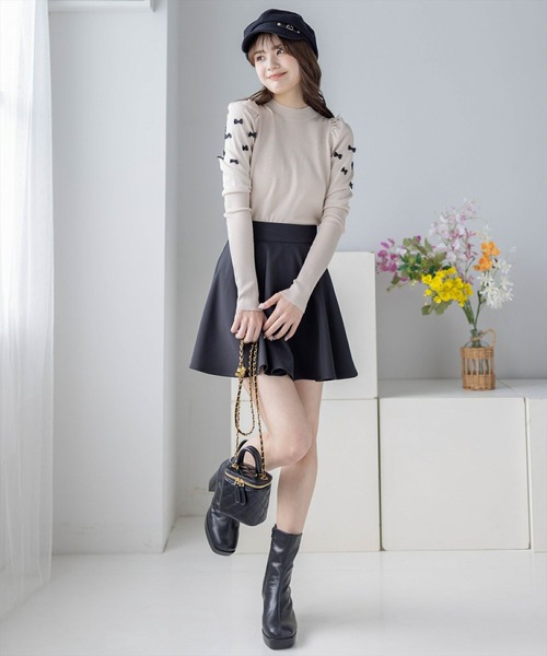 clear(クリア)の「リボン付きパフスリーブニットトップス≪2024SS新作≫(ニット/セーター・レディース・ブラック/オフホワイト/ベージュ・F)」の19枚目の写真