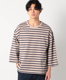 Grand PARK | 日本製 デラヴェ天竺7分袖ボーダーカットソー(Tシャツ/カットソー)
