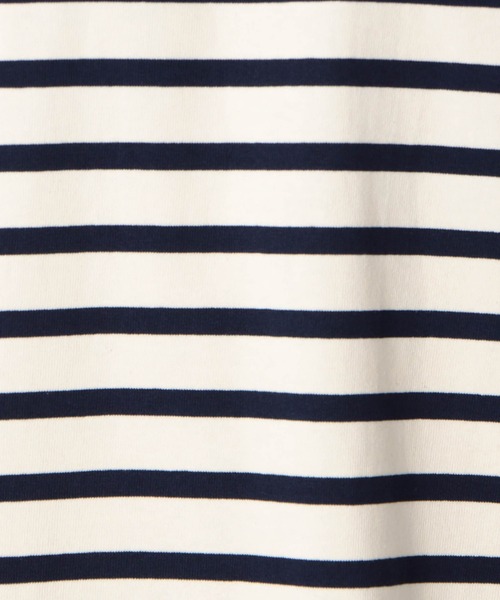 Grand PARK（グランドパーク）の「日本製 デラヴェ天竺7分袖ボーダーカットソー（Tシャツ/カットソー・メンズ・ピンク/ホワイト×ネイビー/ベージュ・FREE）」の10枚目の写真