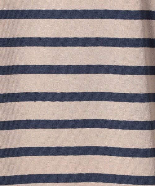 Grand PARK（グランドパーク）の「日本製 デラヴェ天竺7分袖ボーダーカットソー（Tシャツ/カットソー・メンズ・ピンク/ホワイト×ネイビー/ベージュ・FREE）」の12枚目の写真