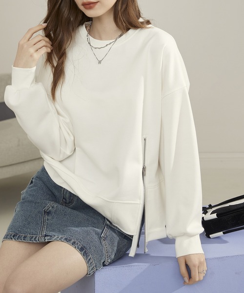 ラウンドネック サイドジップ スウェットプルオーバー 24sK57566（スウェット）｜KUHNMARVIN（クエンマウエ）