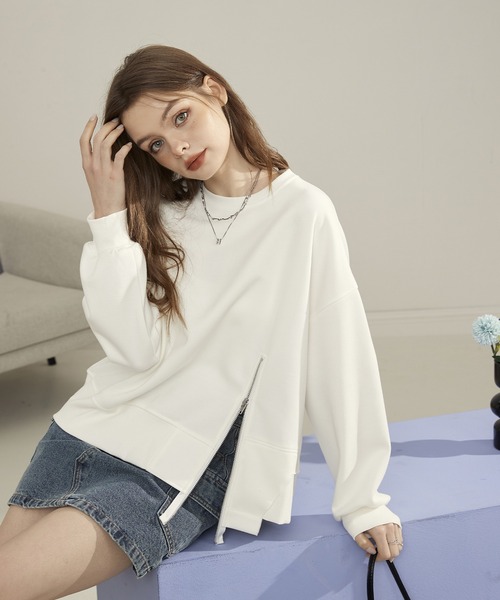 ラウンドネック サイドジップ スウェットプルオーバー 24sK57566（スウェット）｜KUHNMARVIN（クエンマウエ）