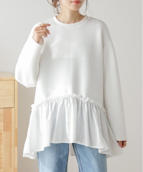 AMELY(エミリー)の「パールペプラムトップス(シャツ/ブラウス・レディース・ブラック/ホワイト・フリー)」の21枚目の写真