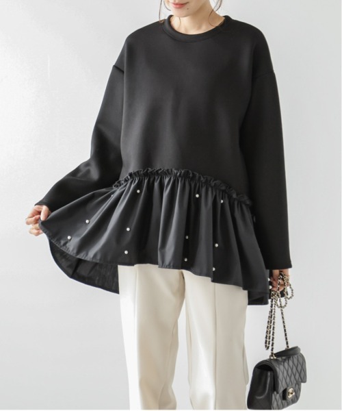 AMELY(エミリー)の「パールペプラムトップス(シャツ/ブラウス・レディース・ブラック/ホワイト・フリー)」の17枚目の写真