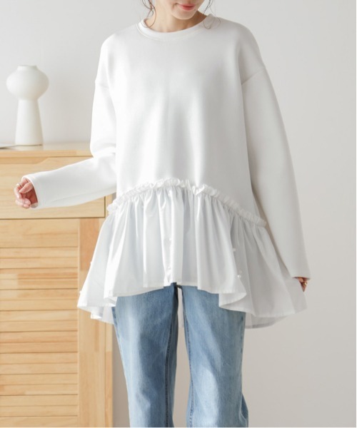 AMELY(エミリー)の「パールペプラムトップス(シャツ/ブラウス・レディース・ブラック/ホワイト・フリー)」の22枚目の写真