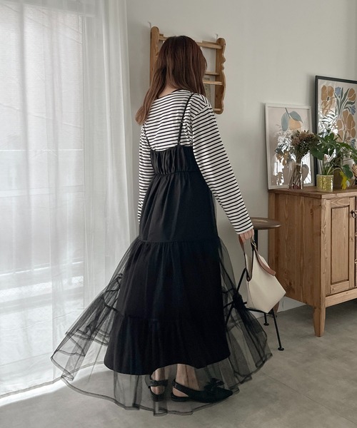 apres jour clair】チュールティアードキャミワンピース【ZOZOTOWN限定