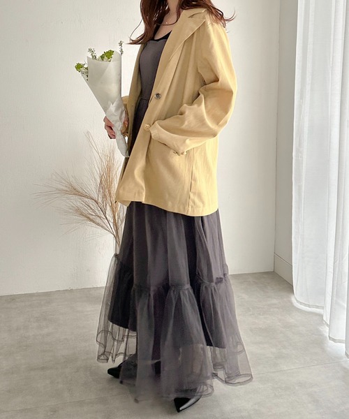 apres jour clair(アプレジュールクレア)の「【apres jour clair】チュールティアードキャミワンピース【ZOZOTOWN限定アイテム】(ワンピース・レディース・ブラック/ライトベージュ/チャコールグレー・X-LARGE/フリー)」の14枚目の写真