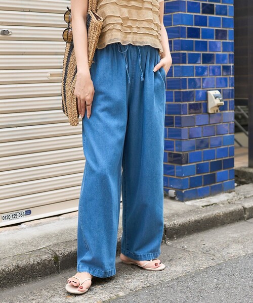 FREAK'S STORE(フリークスストア)の「リネンレーヨン イージーパンツ/コットンイージーパンツ(その他パンツ・レディース・ピンク/オフホワイト/サックスブルー/オリーブ/ブルーグリーン/ブラック/ブルー/ネイビー/オレンジ・フリ-)」の7枚目の写真
