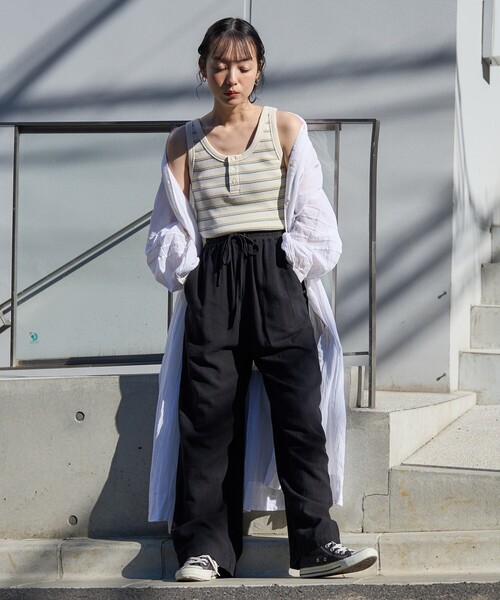 FREAK'S STORE(フリークスストア)の「リネンレーヨン イージーパンツ/コットンイージーパンツ(その他パンツ・レディース・ピンク/オフホワイト/サックスブルー/オリーブ/ブルーグリーン/ブラック/ブルー/ネイビー/オレンジ・フリ-)」の15枚目の写真