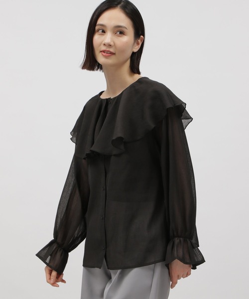 LAKOLE（ラコレ）の「2WAYラッフルシアーブラウス / 112533（シャツ/ブラウス・レディース・ブラック/桜/アイボリー・SMALL/MEDIUM）」の2枚目の写真