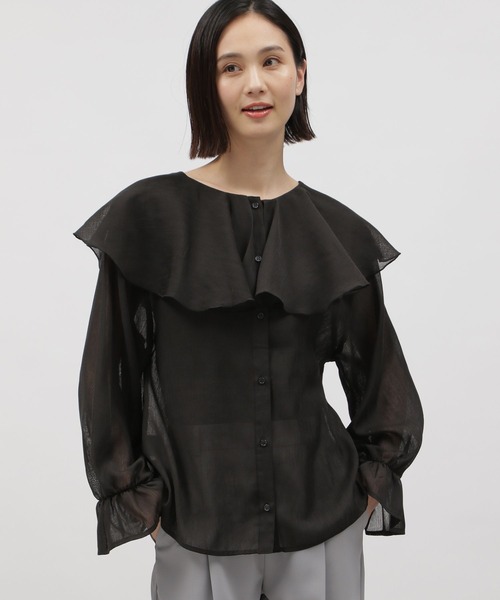 LAKOLE（ラコレ）の「2WAYラッフルシアーブラウス / 112533（シャツ/ブラウス・レディース・ブラック/桜/アイボリー・SMALL/MEDIUM）」の8枚目の写真