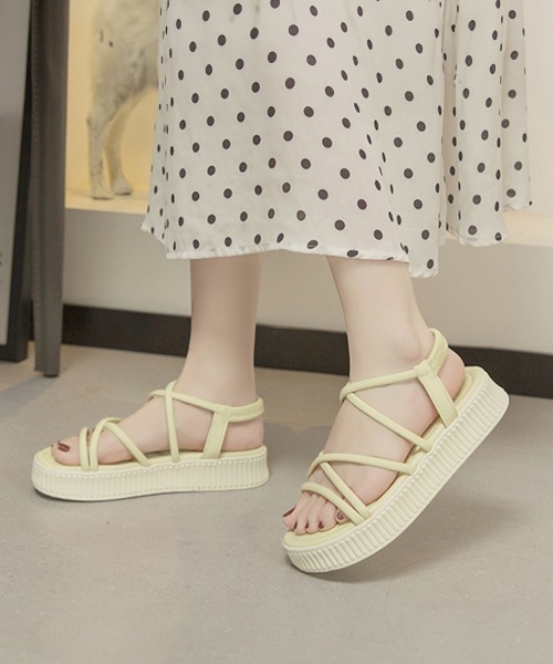 MSGM ストラップ サンダル 厚底 セール】厚底サンダル ストラップサンダル 夏（サンダル