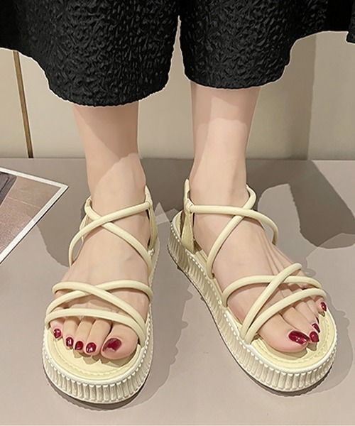 Miniministore(ミニミニストア)の「厚底サンダル ストラップサンダル 夏(サンダル・レディース・クリーム/アイボリー/ブラック・24.0cm/23.0cm/22.5cm/23.5cm/24.5cm/25.0cm)」の10枚目の写真