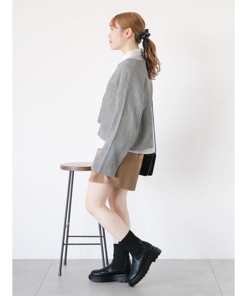 ehka sopo（エヘカソポ）の「ダイヤ柄透かし編みカーディガン（カーディガン/ボレロ・レディース・グリーン/キナリ/グレー・F）」の18枚目の写真