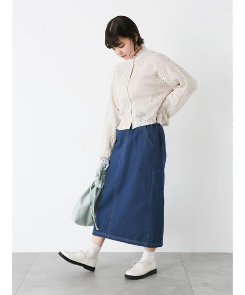 ehka sopo（エヘカソポ）の「ダイヤ柄透かし編みカーディガン（カーディガン/ボレロ・レディース・グリーン/キナリ/グレー・F）」の20枚目の写真