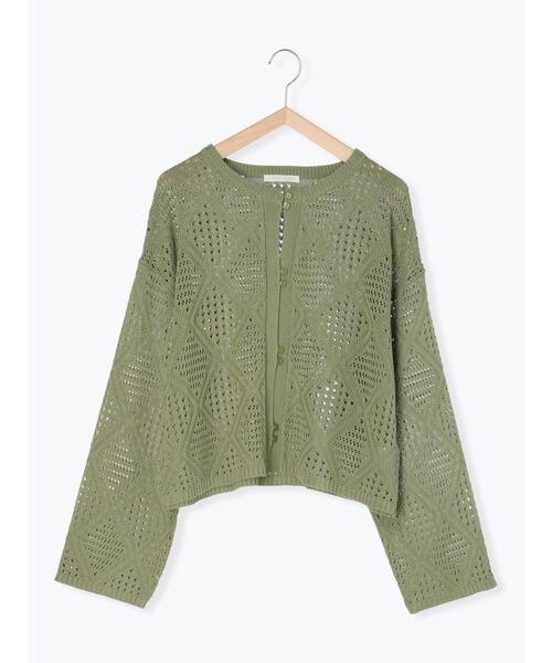 ehka sopo（エヘカソポ）の「ダイヤ柄透かし編みカーディガン（カーディガン/ボレロ・レディース・グリーン/キナリ/グレー・F）」の22枚目の写真