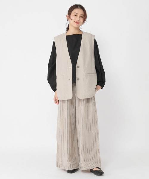 studio CLIP（スタディオクリップ）の「リネン100タックワイドパンツ[プチ・プラスサイズあり]（その他パンツ・レディース・ブラック/その他1/その他2/その他3・MEDIUM/LARGE/PF/ﾌﾘｰ(L)）」の18枚目の写真