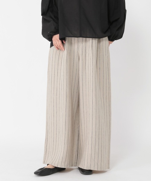 studio CLIP（スタディオクリップ）の「リネン100タックワイドパンツ