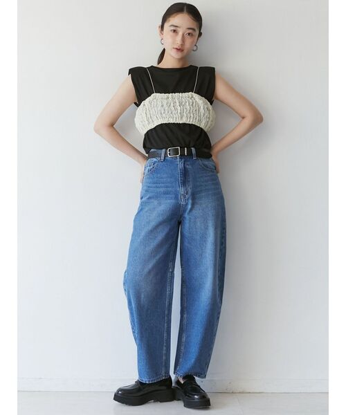 LAGUNAMOON（ラグナムーン）の「スクエアバックルベルト（ベルト・レディース・ブラック/アイボリー/ブラウン・FREE）」の5枚目の写真