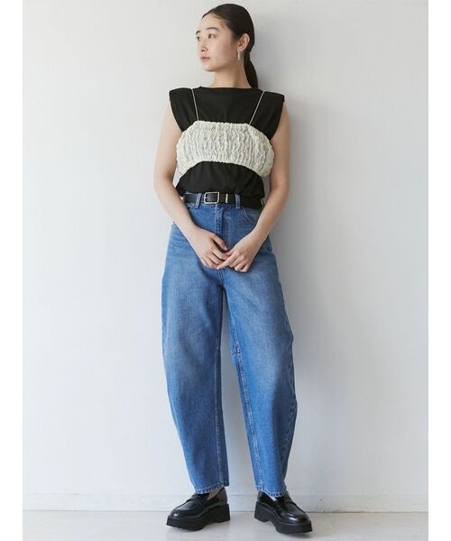 LAGUNAMOON（ラグナムーン）の「スクエアバックルベルト（ベルト・レディース・ブラック/アイボリー/ブラウン・FREE）」の6枚目の写真