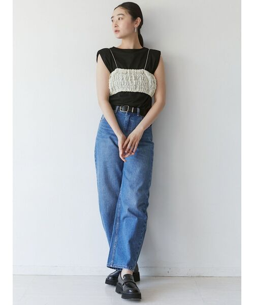 LAGUNAMOON（ラグナムーン）の「スクエアバックルベルト（ベルト・レディース・ブラック/アイボリー/ブラウン・FREE）」の7枚目の写真