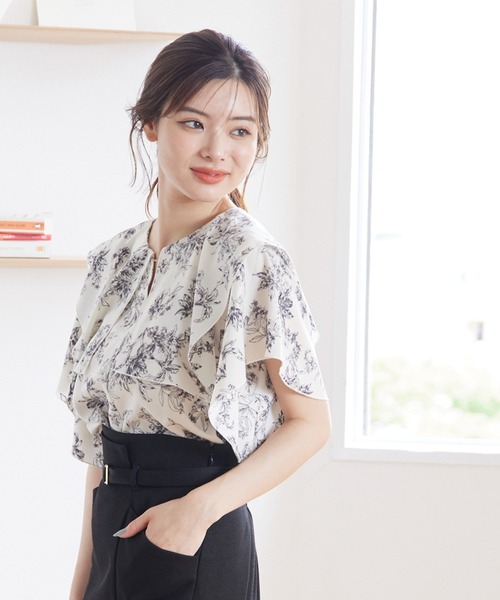 【セール】フリルスリーブ花柄ブラウス（シャツ/ブラウス）｜12Twelve Agenda（トゥエルブ アジェンダ）