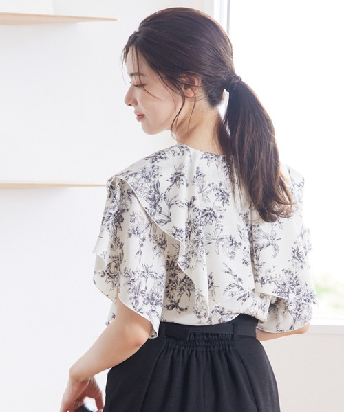 【セール】フリルスリーブ花柄ブラウス（シャツ/ブラウス）｜12Twelve Agenda（トゥエルブ アジェンダ）