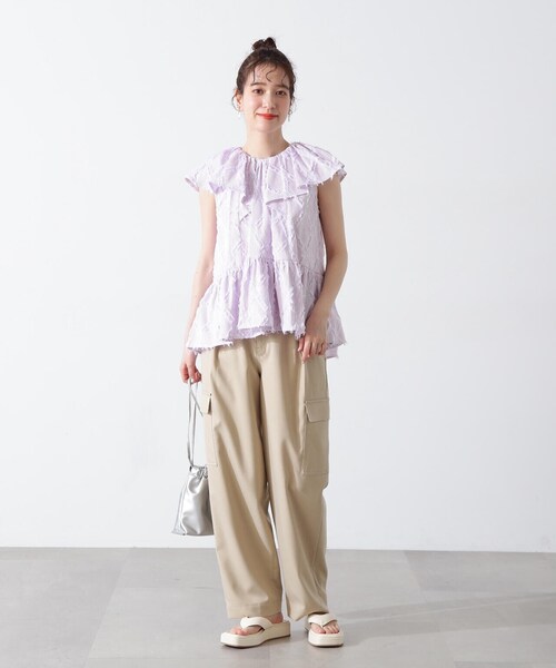 N.（N. Natural Beauty Basic）（エヌエヌナチュラルビューティーベーシック）の「◆ストライプラッフルブラウス（シャツ/ブラウス・レディース・ピンク系その他/ブルー系その他・MEDIUM）」の7枚目の写真