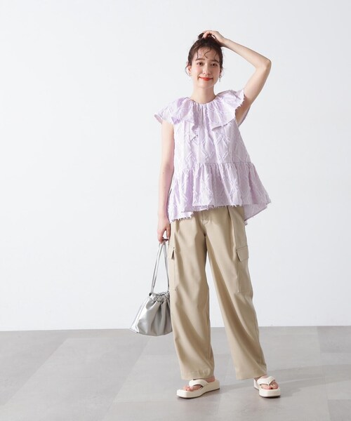 N.（N. Natural Beauty Basic）（エヌエヌナチュラルビューティーベーシック）の「◆ストライプラッフルブラウス（シャツ/ブラウス・レディース・ピンク系その他/ブルー系その他・MEDIUM）」の9枚目の写真
