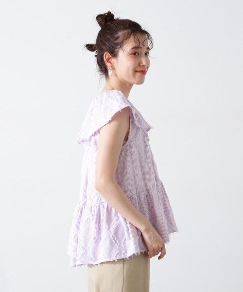 N.（N. Natural Beauty Basic）（エヌエヌナチュラルビューティーベーシック）の「◆ストライプラッフルブラウス（シャツ/ブラウス・レディース・ピンク系その他/ブルー系その他・MEDIUM）」の12枚目の写真
