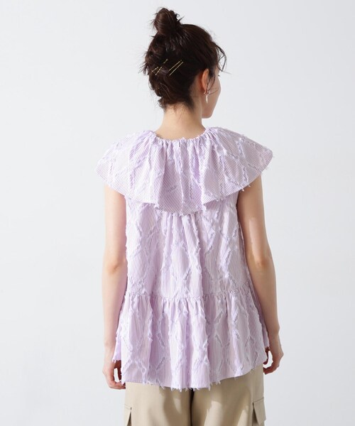 N.（N. Natural Beauty Basic）（エヌエヌナチュラルビューティーベーシック）の「◆ストライプラッフルブラウス（シャツ/ブラウス・レディース・ピンク系その他/ブルー系その他・MEDIUM）」の13枚目の写真