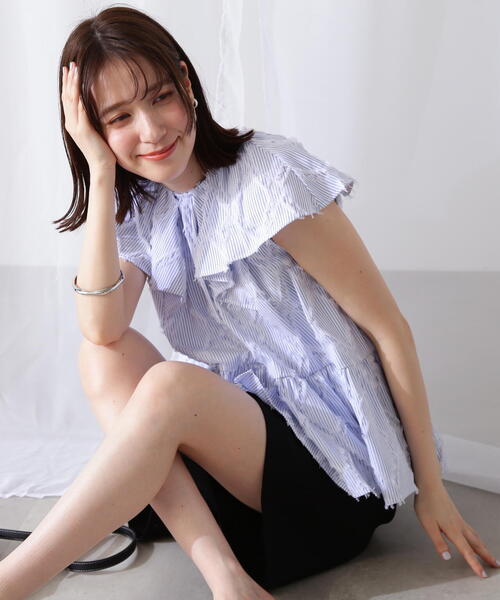 N.（N. Natural Beauty Basic）（エヌエヌナチュラルビューティーベーシック）の「◆ストライプラッフルブラウス（シャツ/ブラウス・レディース・ピンク系その他/ブルー系その他・MEDIUM）」の20枚目の写真