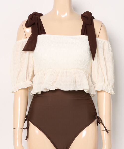 後ろリボンオフショルswim wear 新色追加】後ろリボンオフショルswim wear | OLIVE des OLIVE