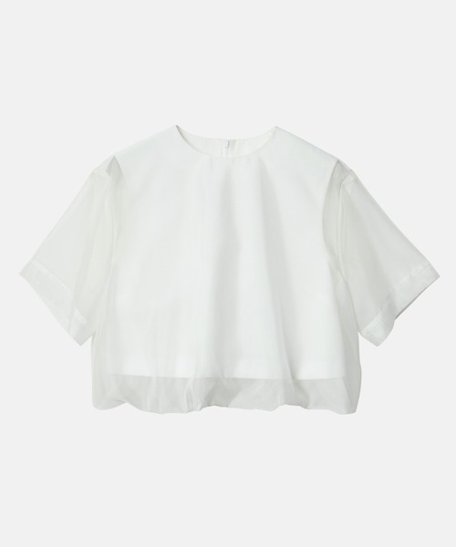 LE CIEL BLEU(ルシェルブルー)の「オーガンザトップ / Organza Top(Tシャツ/カットソー・レディース・オフホワイト/グレー/ブラック・36)」の11枚目の写真