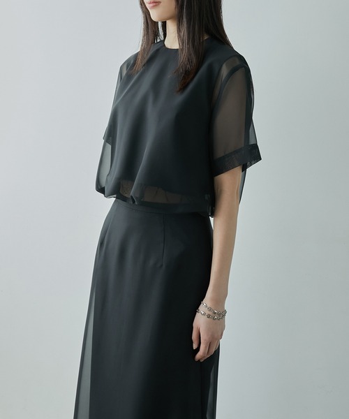 LE CIEL BLEU(ルシェルブルー)の「オーガンザトップ / Organza Top(Tシャツ/カットソー・レディース・オフホワイト/グレー/ブラック・36)」の12枚目の写真