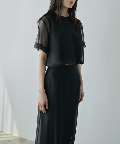 LE CIEL BLEU(ルシェルブルー)の「オーガンザトップ / Organza Top(Tシャツ/カットソー・レディース・オフホワイト/グレー/ブラック・36)」の13枚目の写真