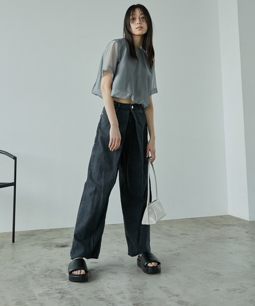 LE CIEL BLEU(ルシェルブルー)の「オーガンザトップ / Organza Top(Tシャツ/カットソー・レディース・オフホワイト/グレー/ブラック・36)」の19枚目の写真
