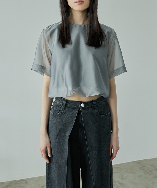 LE CIEL BLEU(ルシェルブルー)の「オーガンザトップ / Organza Top(Tシャツ/カットソー・レディース・オフホワイト/グレー/ブラック・36)」の20枚目の写真