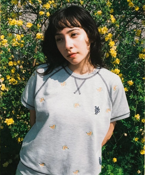 My sugar Babe(マイシュガーベイブ)の「msb patch flower embroidery pattern short sleeve sweat(Tシャツ/カットソー・メンズ・杢グレー/ネイビー・MEDIUM/LARGE/X-LARGE)」の1枚目の写真
