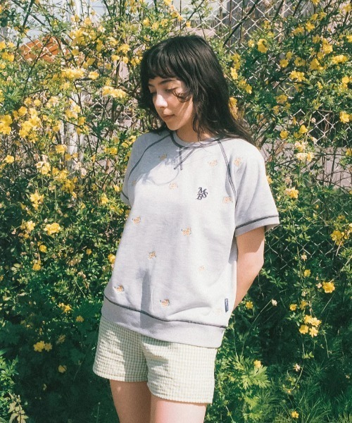 My sugar Babe(マイシュガーベイブ)の「msb patch flower embroidery pattern short sleeve sweat(Tシャツ/カットソー・メンズ・杢グレー/ネイビー・MEDIUM/LARGE/X-LARGE)」の5枚目の写真