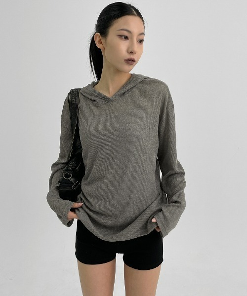 BLACKUP（ブラックアップ）の「[MADE] ネイティシースルーフーディTシャツ（Tシャツ/カットソー・レディース・クリーム/ブラック/ブラウン・FREE）」の2枚目の写真