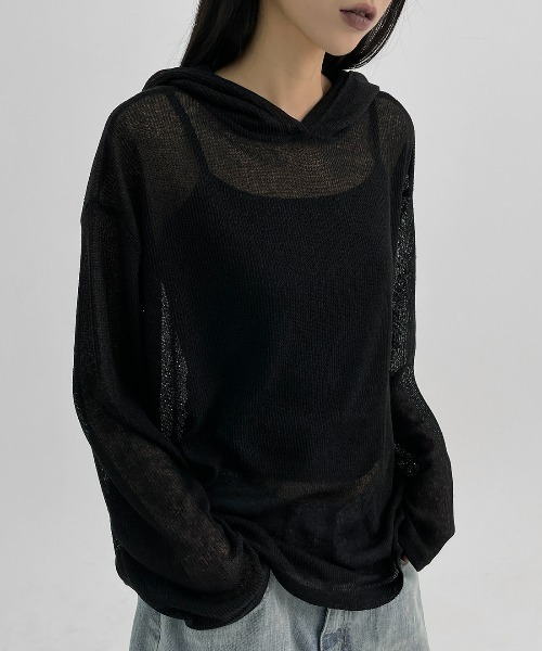 BLACKUP（ブラックアップ）の「[MADE] ネイティシースルーフーディTシャツ（Tシャツ/カットソー・レディース・クリーム/ブラック/ブラウン・FREE）」の7枚目の写真