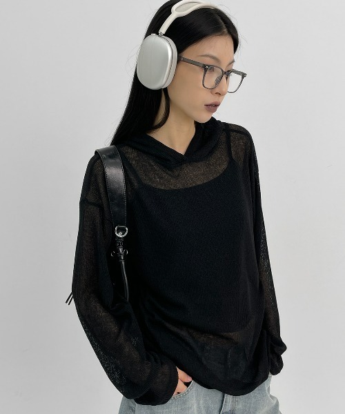 BLACKUP（ブラックアップ）の「[MADE] ネイティシースルーフーディTシャツ（Tシャツ/カットソー・レディース・クリーム/ブラック/ブラウン・FREE）」の4枚目の写真