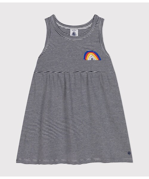 【セール】ミラレ袖なしワンピース（ワンピース）｜PETIT BATEAU（プチバトー） 5,005円