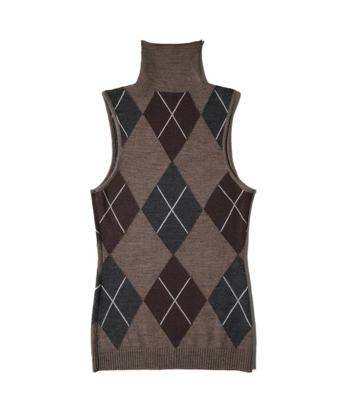 Moromoro2（モロモロ）の「ハイネック アーガイル タンクトップ BX4117【Moromoro2】（タンクトップ・レディース・グレー/ブラウン・S/M/L）」の16枚目の写真
