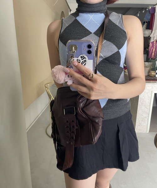 Moromoro2（モロモロ）の「ハイネック アーガイル タンクトップ BX4117【Moromoro2】（タンクトップ・レディース・グレー/ブラウン・S/M/L）」の22枚目の写真